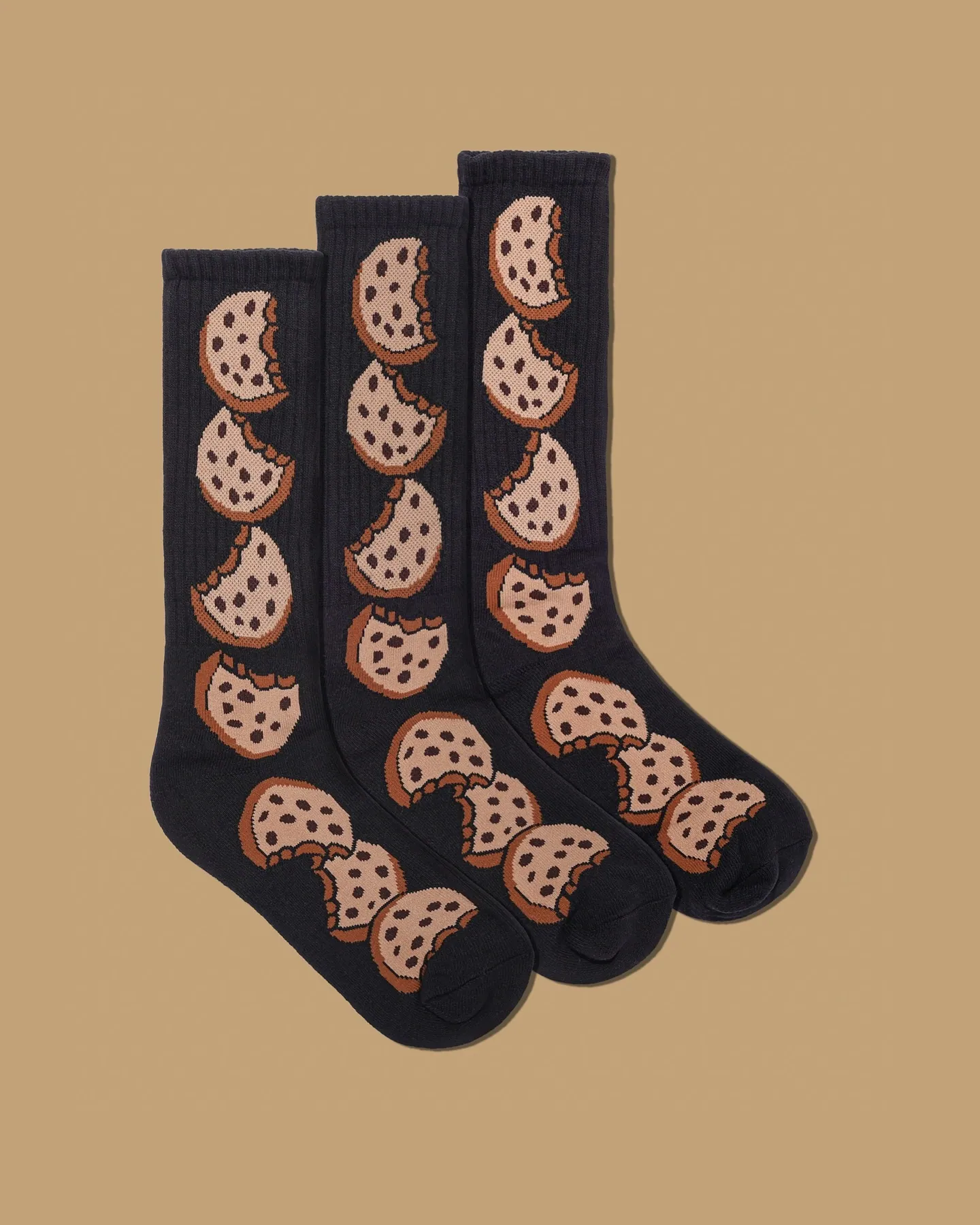 The Essential Cookie Sock Pack in navy, the repeat scaled up so it reads across the foot.