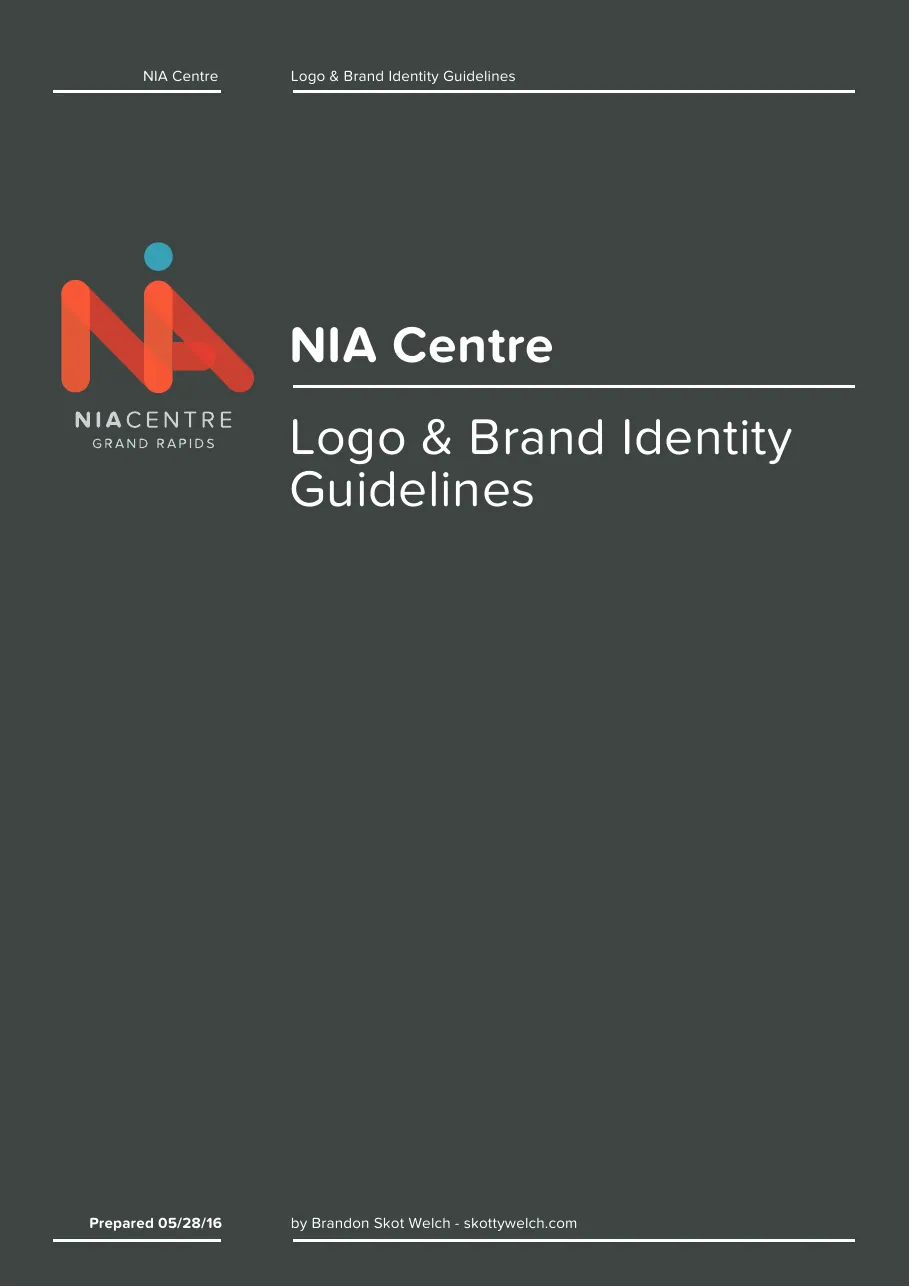 The NIA Centre mark at institutional scale, drawn to carry a cultural center rather than a program.