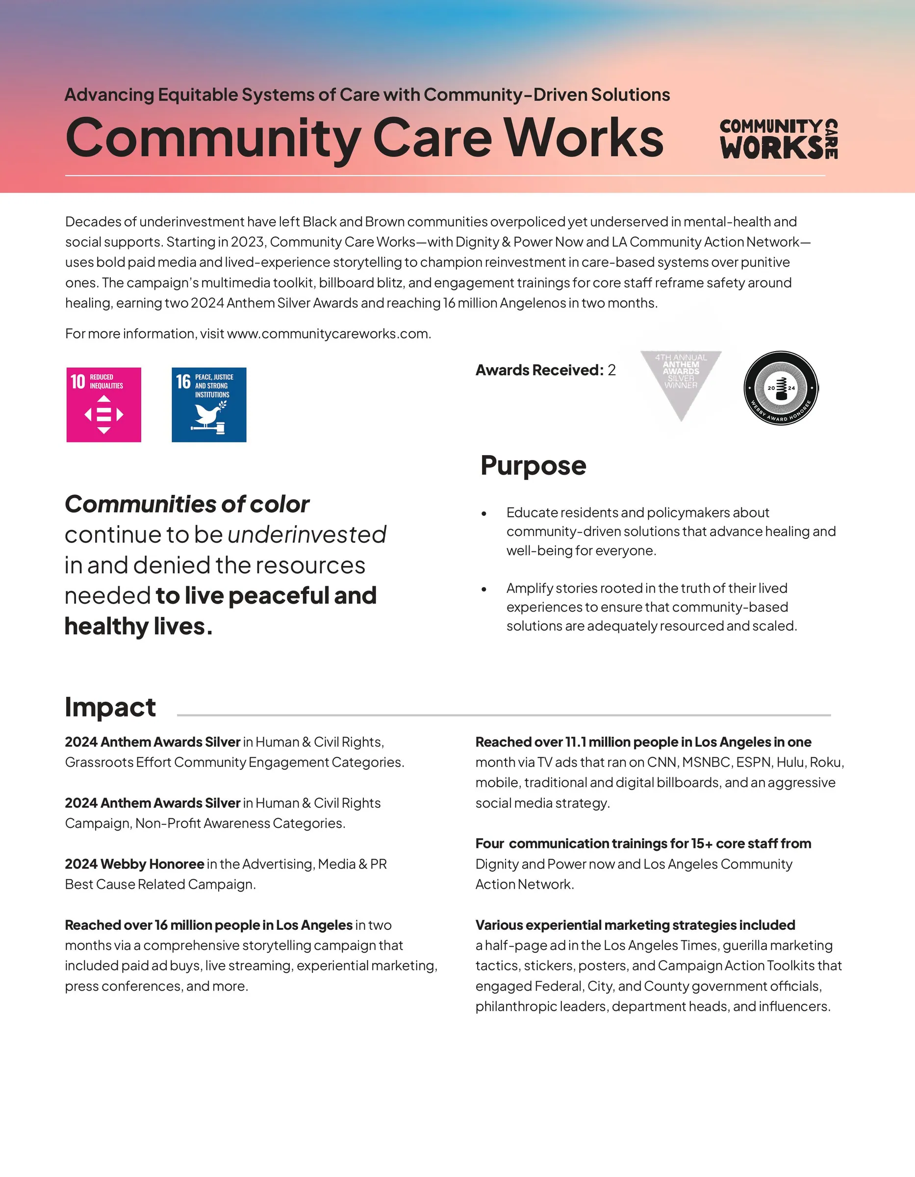 Program page for Community Care Works, equitable systems of care in Los Angeles.