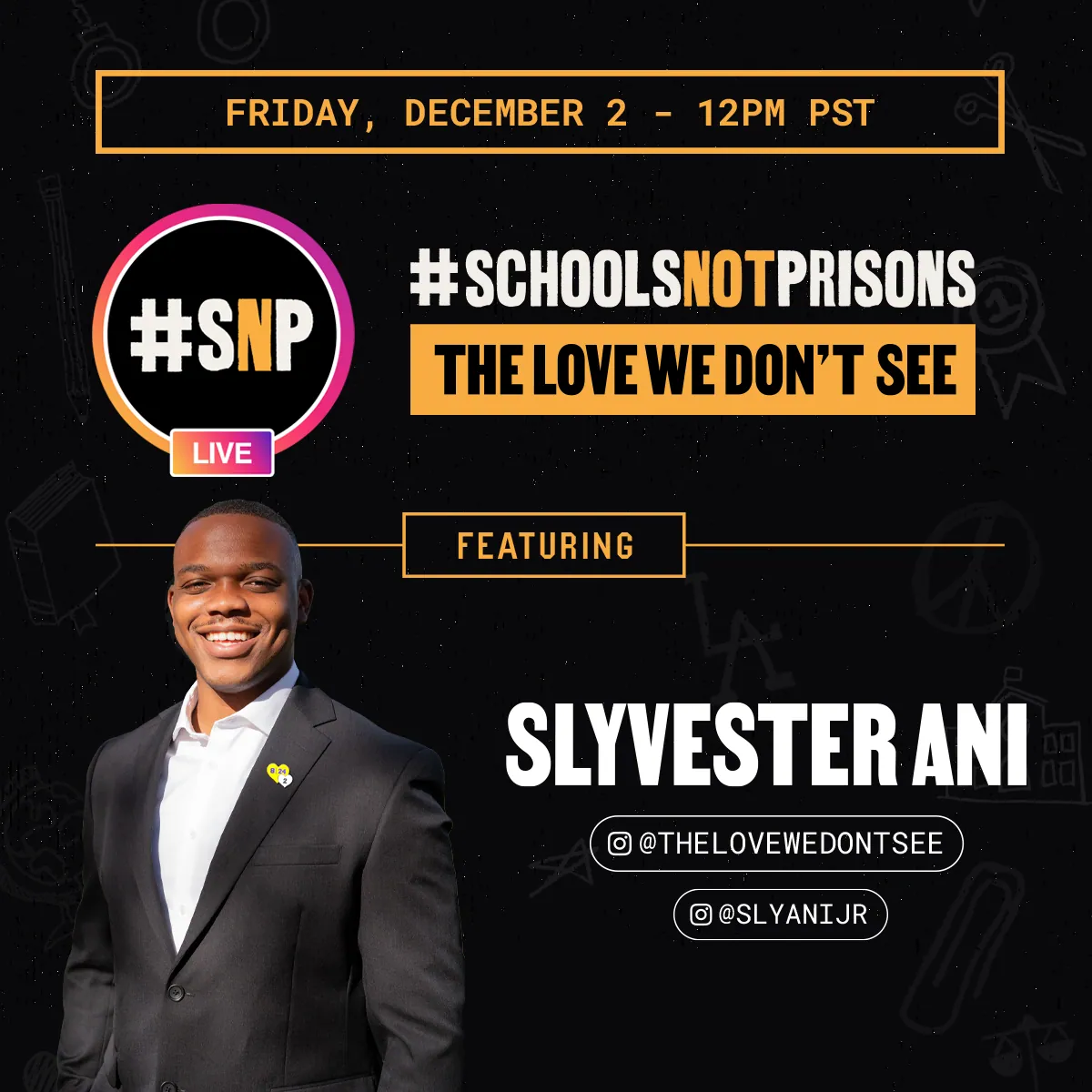 Social graphic for the movement’s live series, using the abbreviated mark and the same gold.