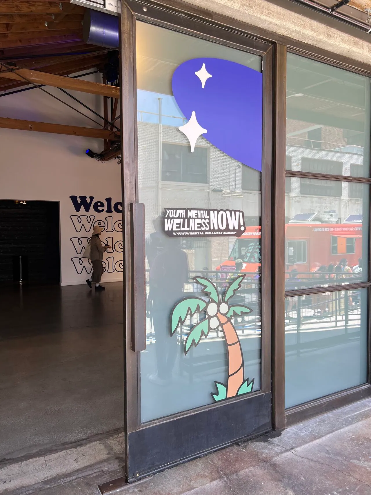 Entrance mural at the summit, set to lower the temperature the moment someone walks in.